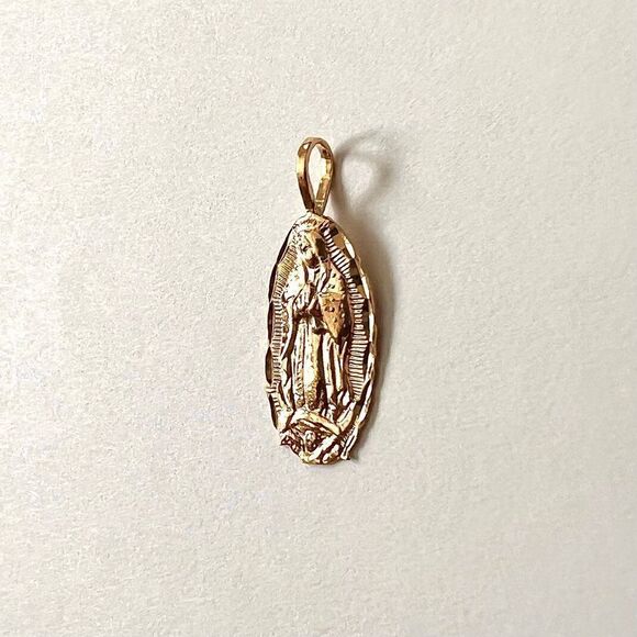 Guadalupe Virgin Mary 14k Solid Gold Pendant | perfect gift | faith | Guadalupe - Picture 3 of 14